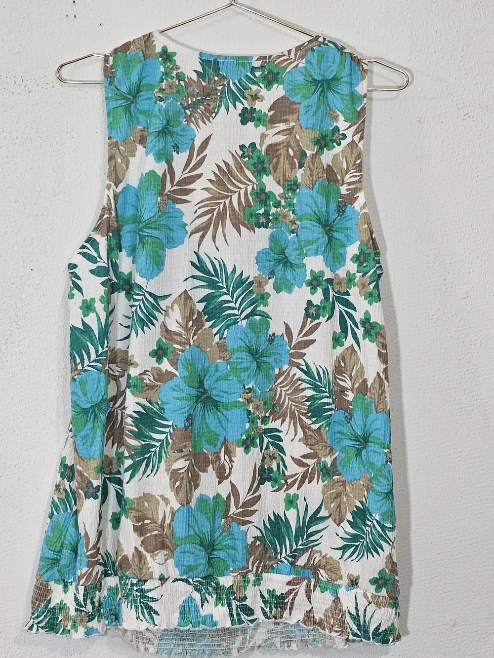 French Laundry Woman 14/16 Blue Tropical Floral Crochet Lace Tank Top Y2K Boho - Picture 2 of 10